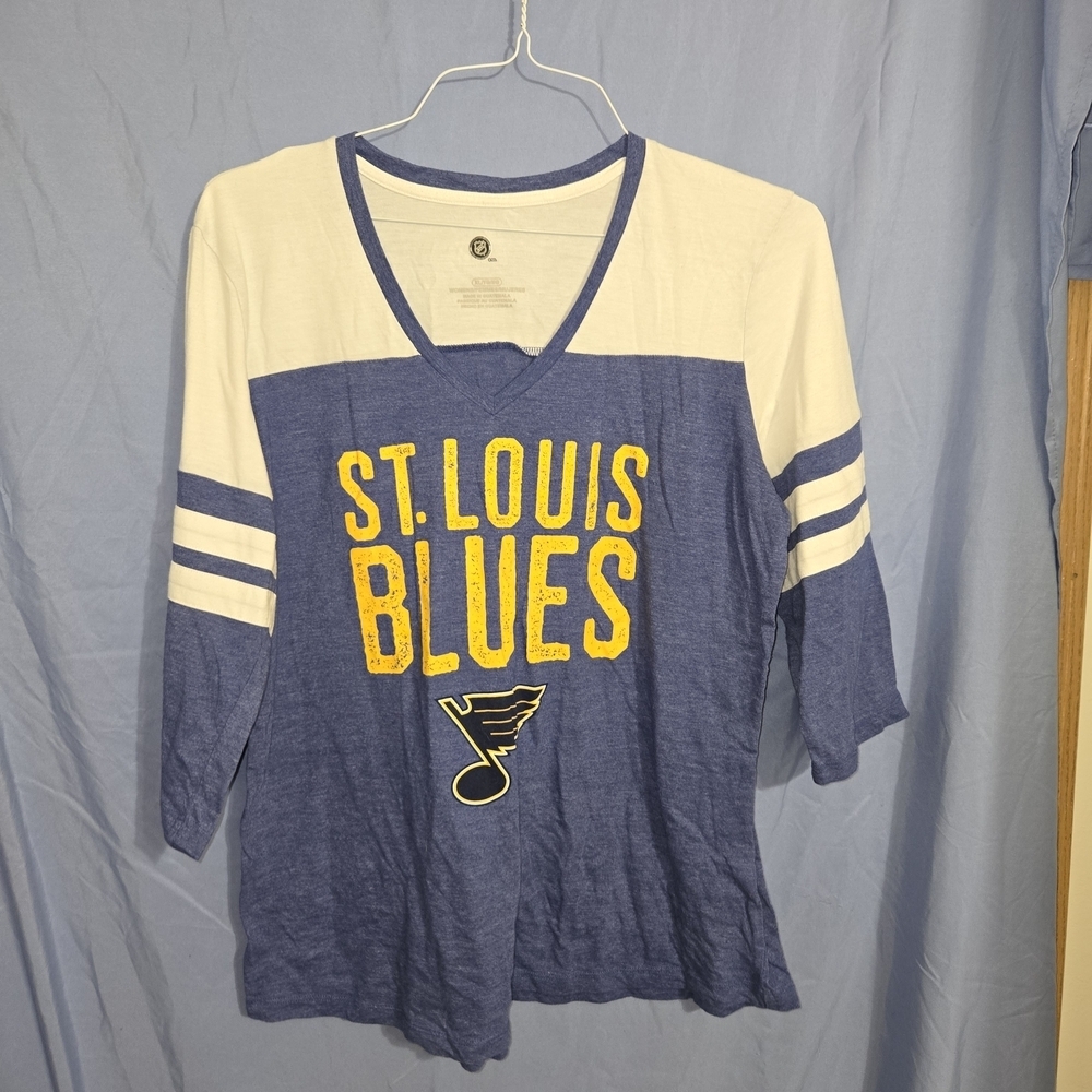 NHL St. Louis Blues Blue and White 3/4 Sleeve Shirt